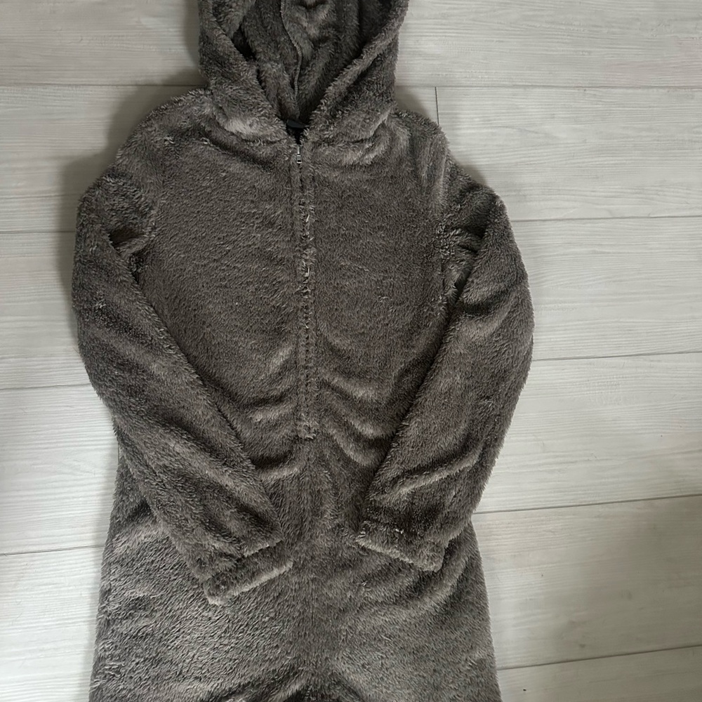 SHEIN Cozy Fleece Hooded Onesie in Gray